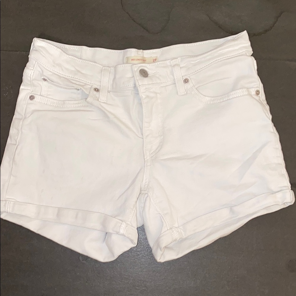 Levi's Size 29 White Jean Shorts with Textured Denim